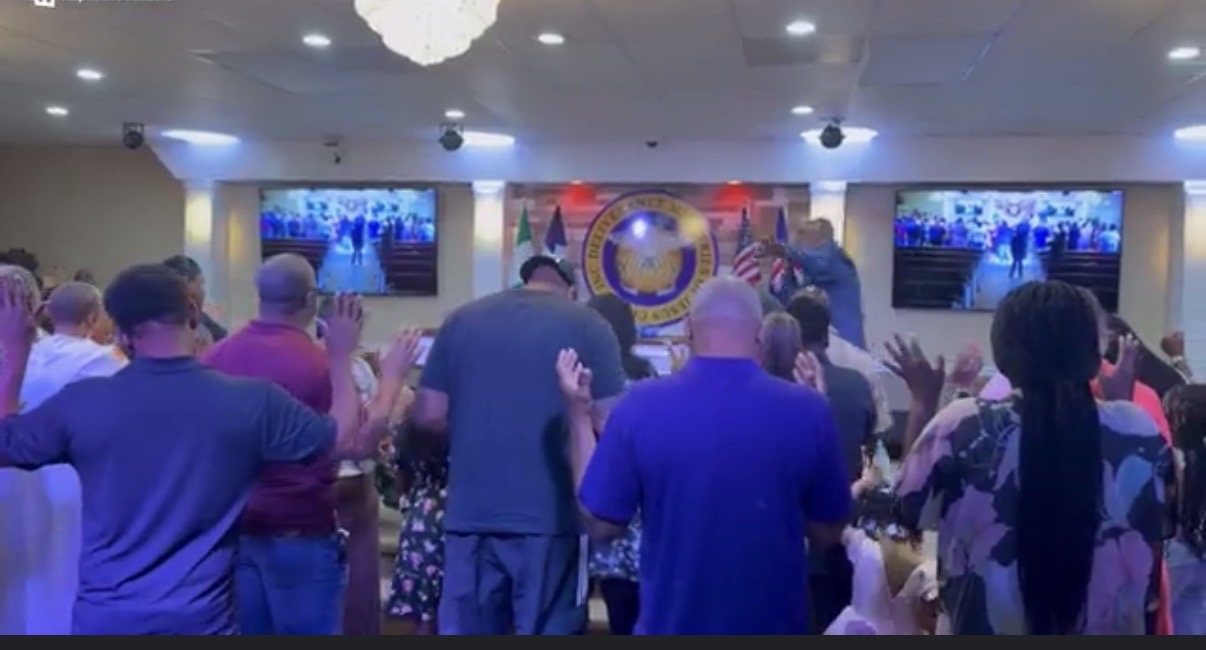 Congregation worshipping together